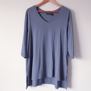 Tahari Soft Gray Blue Top